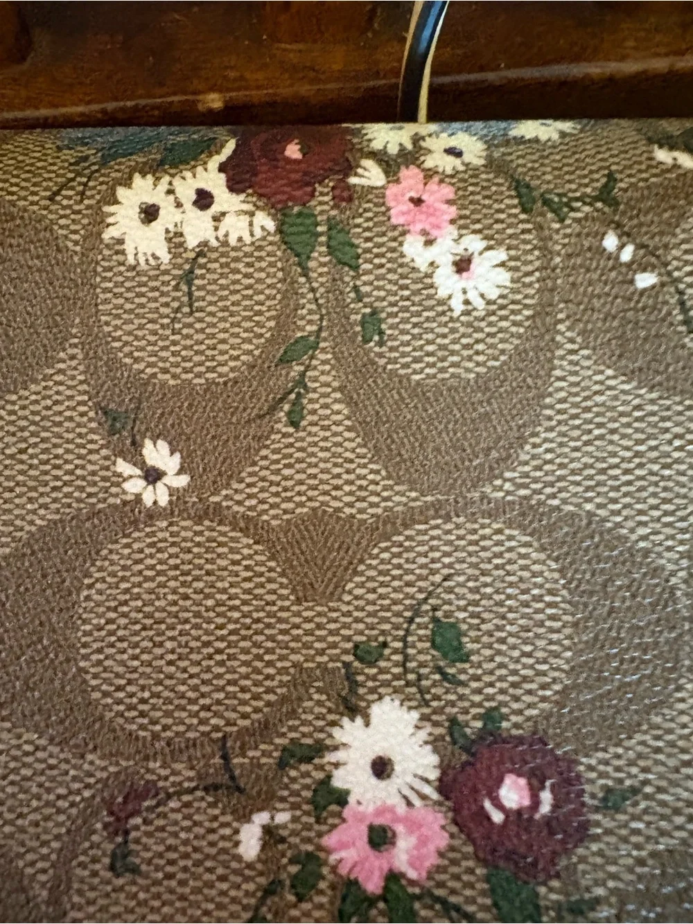Coach Signature Floral Wallet Crossbody Clutch Brown Tan Pink Floral